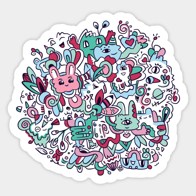 Happy doodle bunch Sticker by Hopeonedayarts